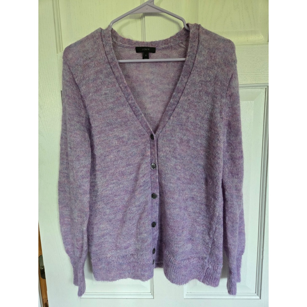 J.Crew Womens Kid Mohair Blend V-Neck Cardigan Sweater Lavender Purple B5228 S